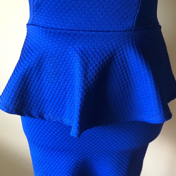 Charlotte Russe Royal Blue Mini Peplum Bodycon Dress Size Small - Picture 4 of 10